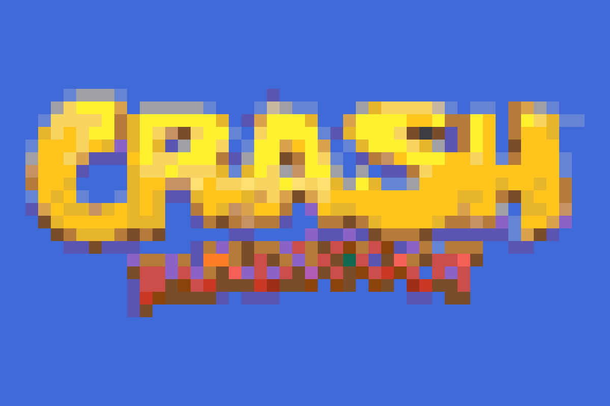 Processed pixel grid logo reference based on a Crash Bandicoot source image