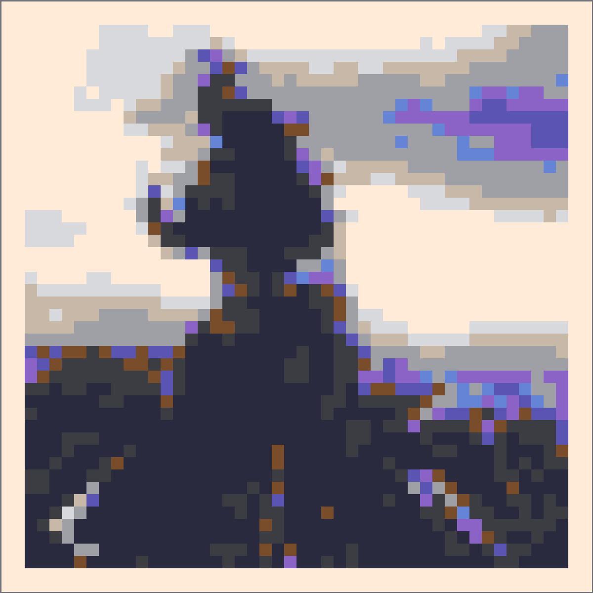 Processed pixel grid silhouette reference based on a Godzilla source image