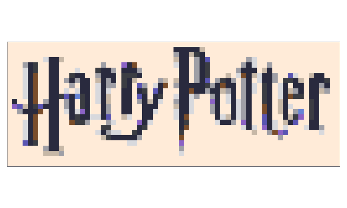 Riferimento logo in griglia pixel elaborato da un’immagine fonte di Harry Potter