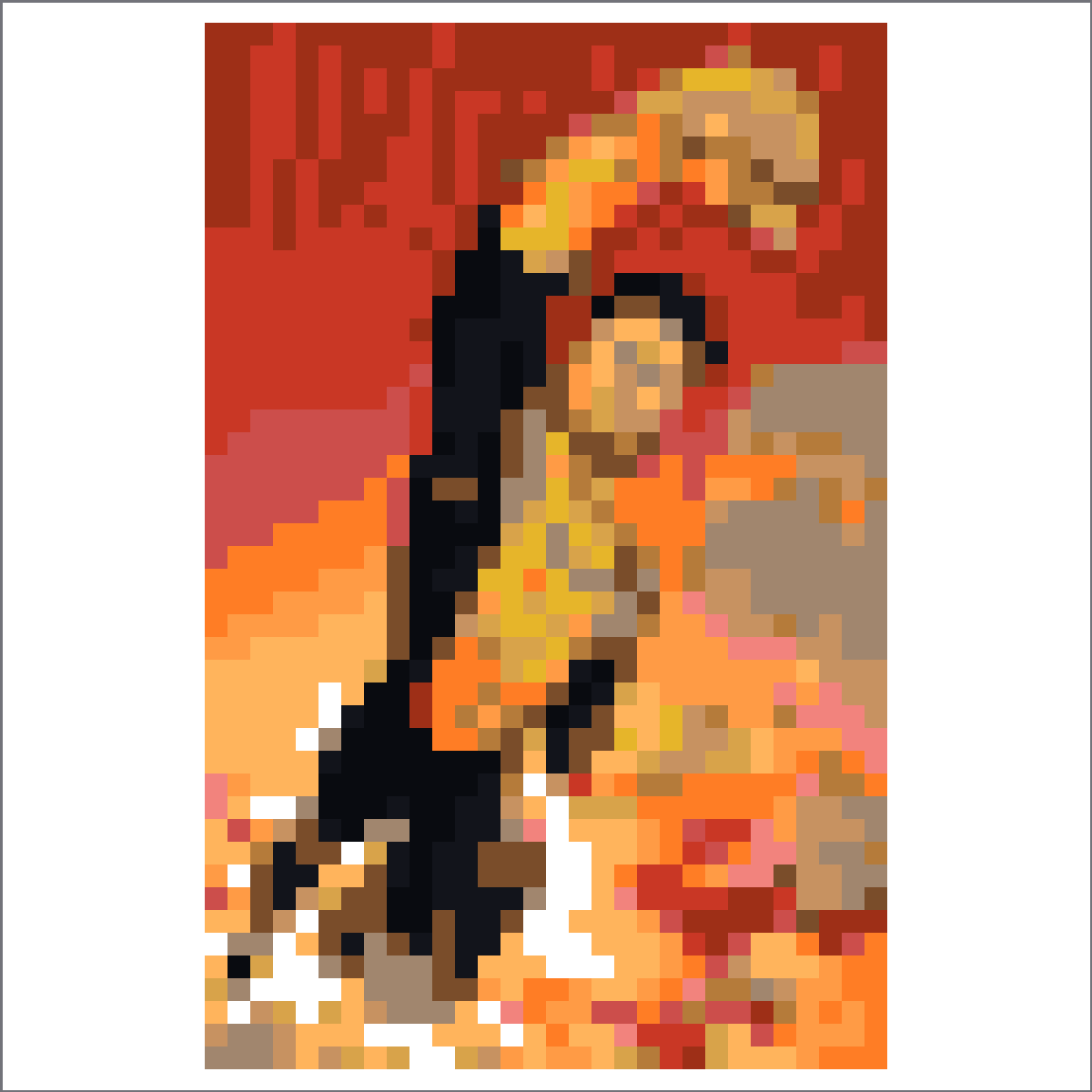 Riferimento ritratto in griglia pixel elaborato da un’immagine fonte di Invincible
