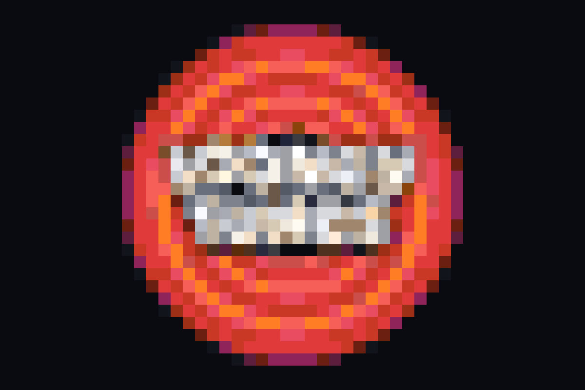 Processed pixel grid logo reference based on a Looney Tunes source image