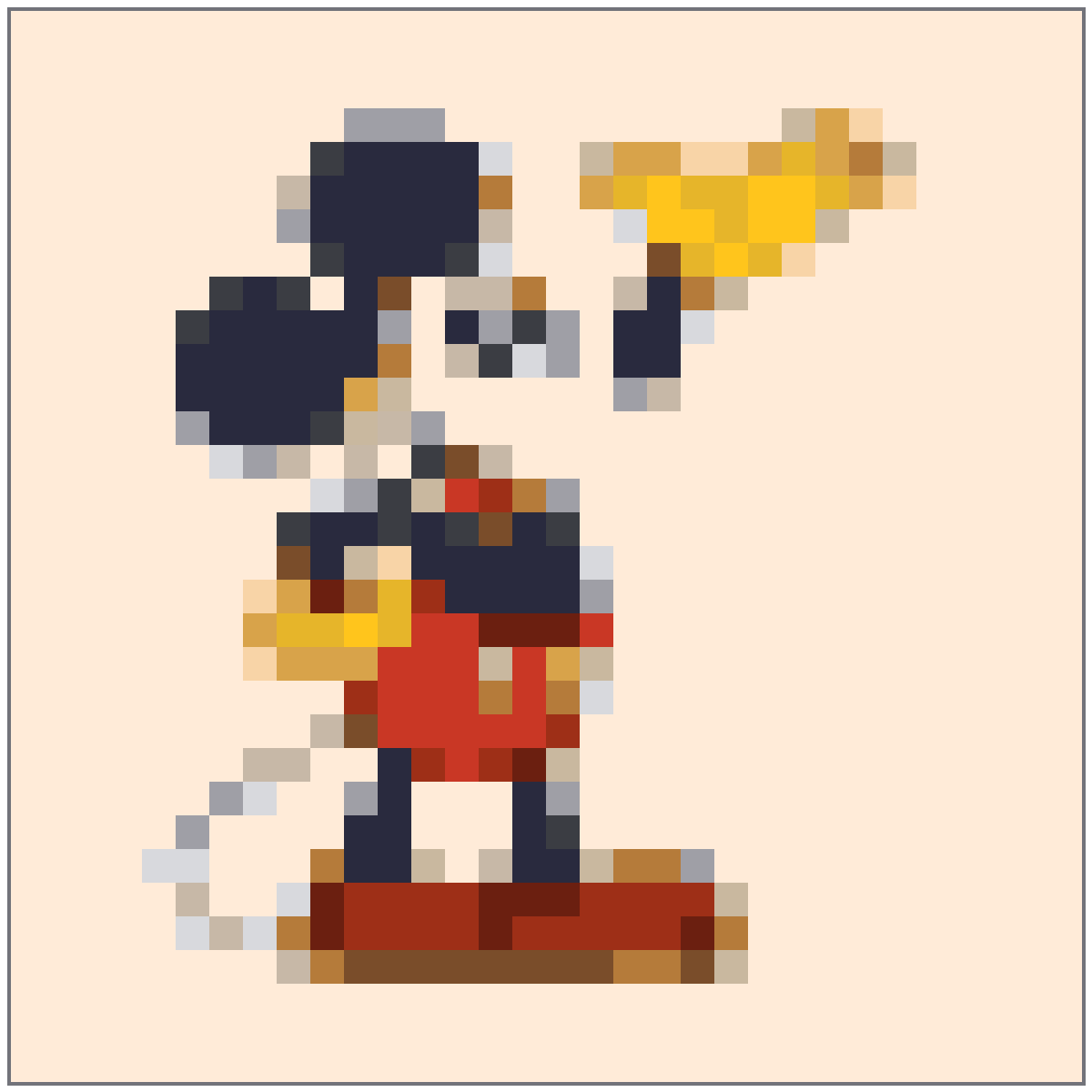 Processed pixel grid avatar reference based on a Mickey Mouse source image