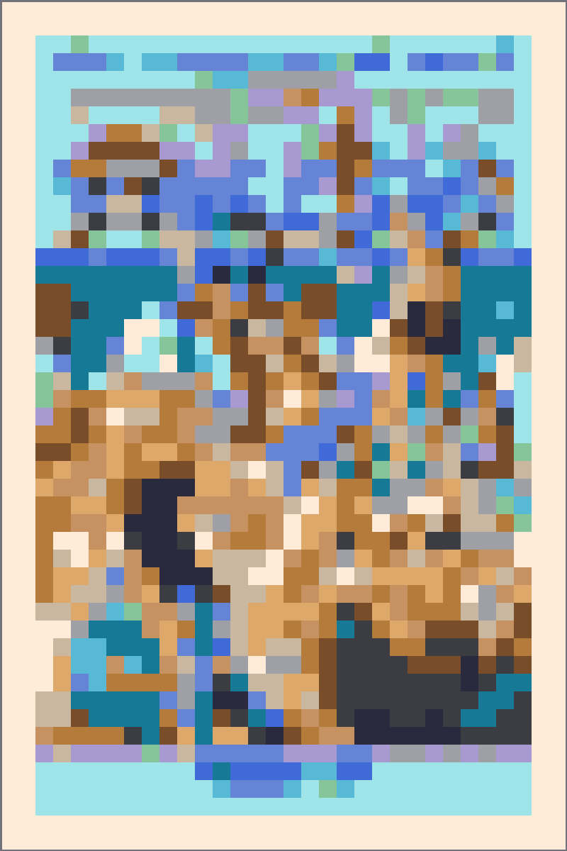 Processed pixel grid poster reference based on a One Piece source image