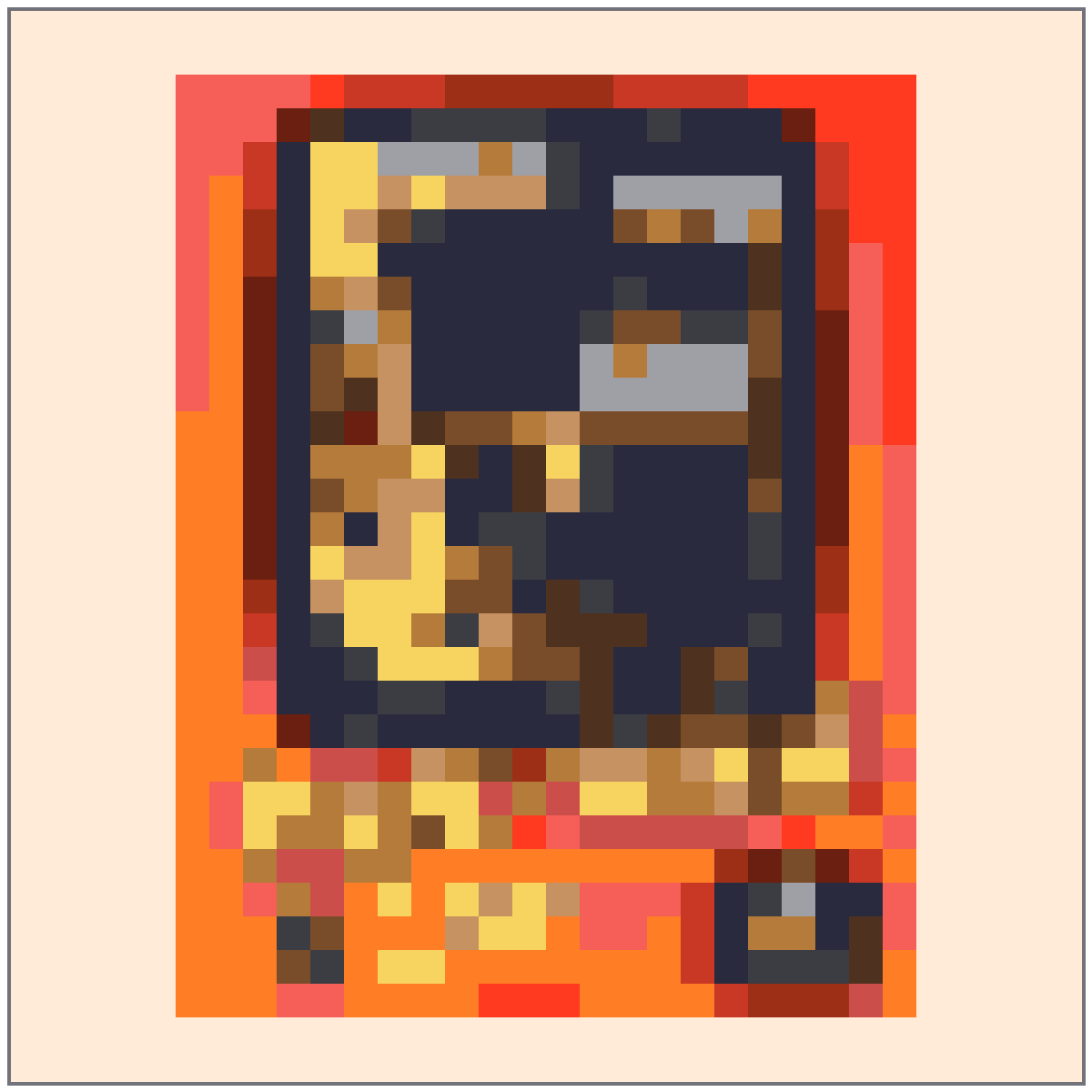 Processed pixel grid poster reference based on a Pac-Man source image