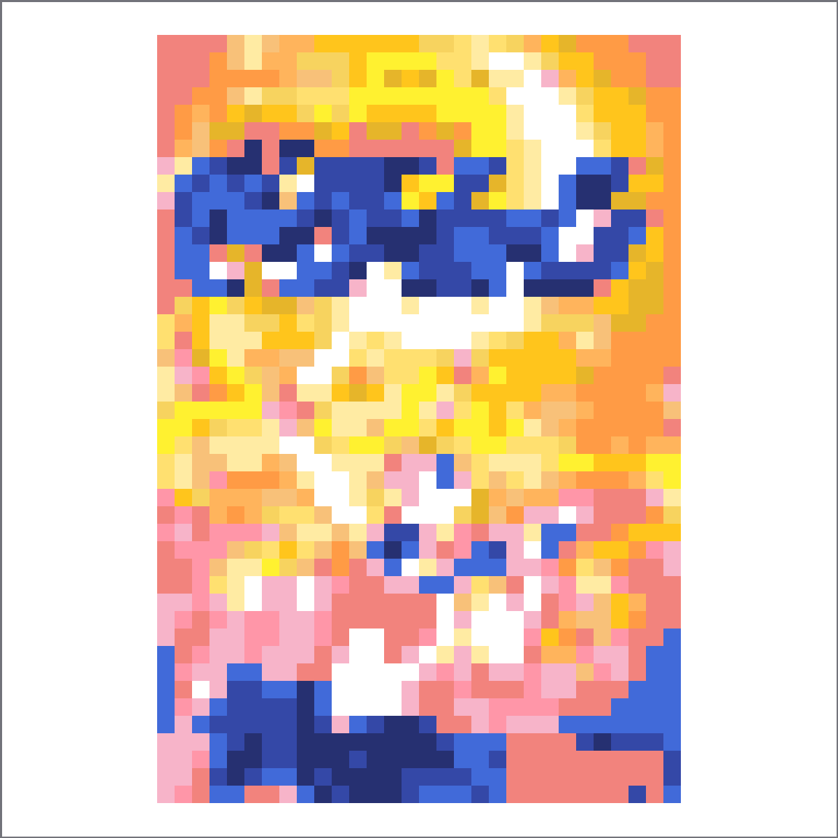 Processed pixel grid poster reference based on a Sailor Moon source image