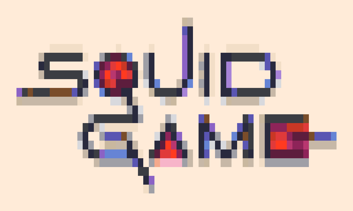 Processed pixel grid logo reference based on a Squid Game source image