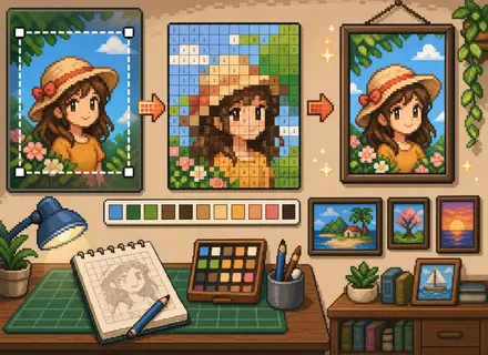 Poster and wall decoration pixel grid preview