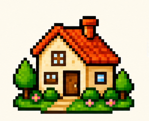 Pixel art Palette House scene using numbered colors