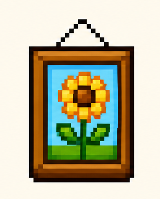 Pixel art framed flower poster color reference